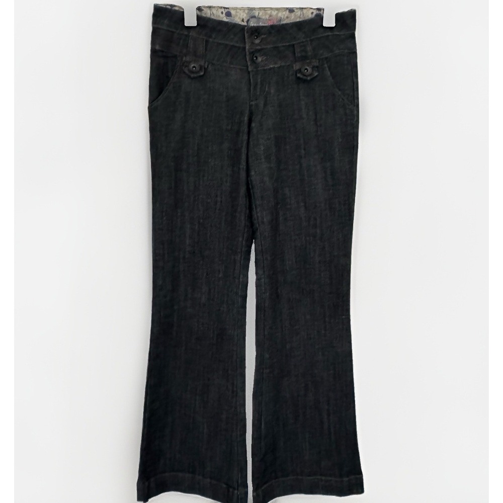 BOOM BOOM Jeans Womens 9 Dark Blue Lowrise Flare Streetwear Western Retro Y2K